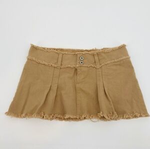 I AM GIA Skylar Y2K Micro Club Acadamia Distressed Grunge Tan Mini Skirt Size XS